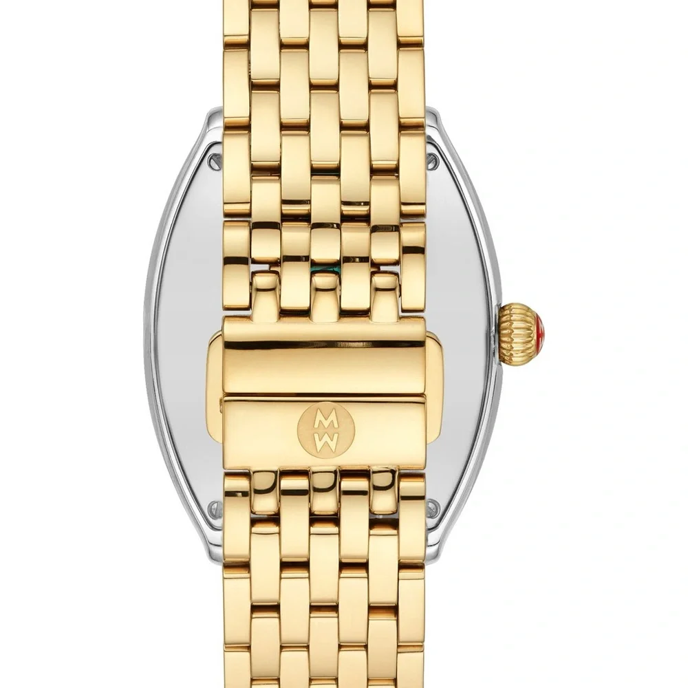 Michele Relevé Diamond Dial Watch Head & Interchangeable band, 31mm x 32mm- gold